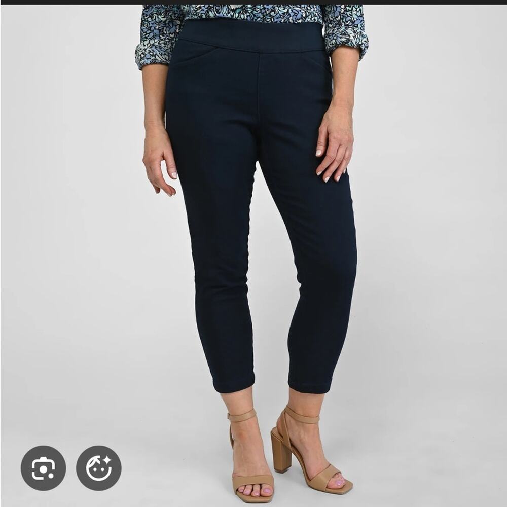 Christopher & Banks 2 pair Signature Slimming Pants Black Blue Petite Medium
